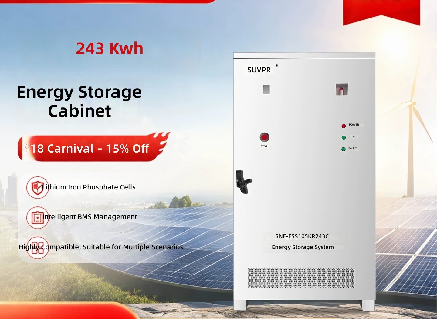 105kW 243kWh C&I Outdoor All-in-One Energy Storage Cabinet with Air Cooling by Sanlita China factory manufacture wholesale supplier