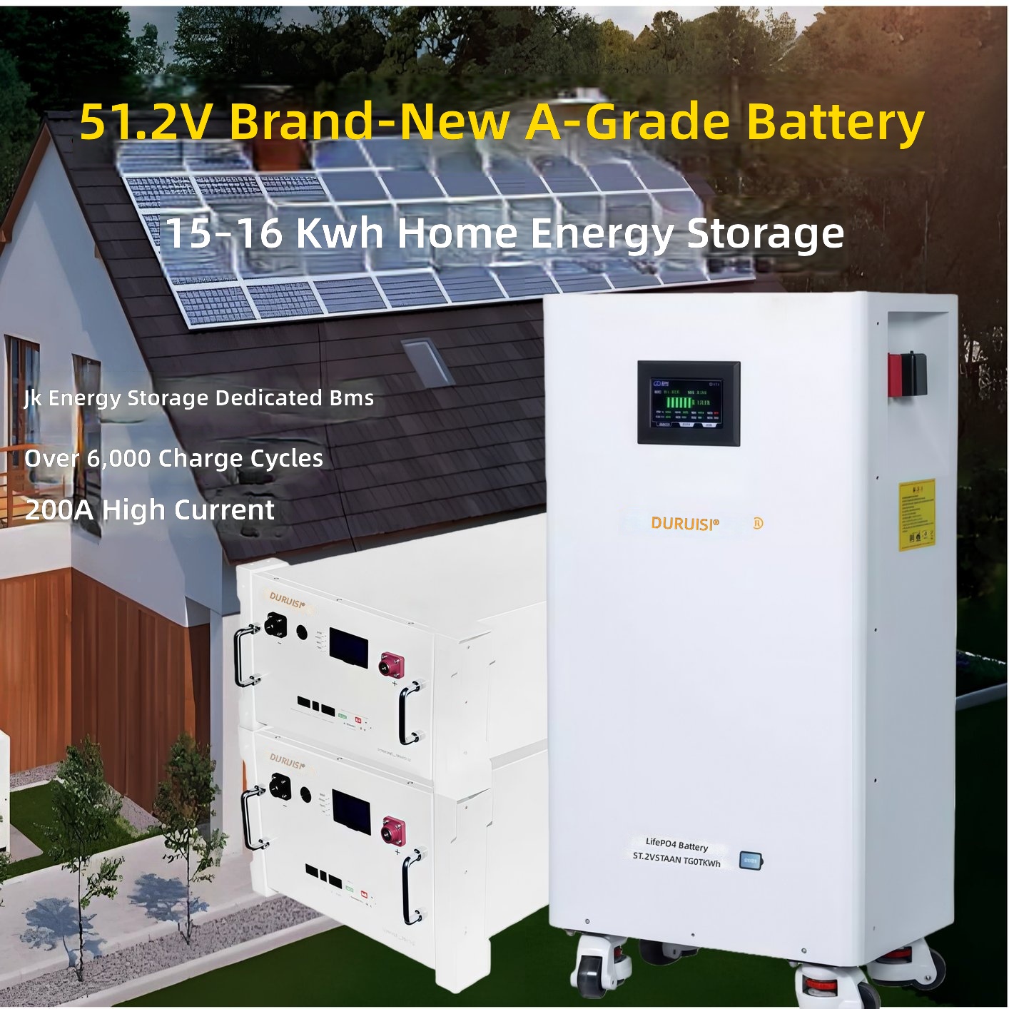 51.2V 314Ah LiFePO4 Home Storage Battery 16kWh 48V Solar PV Battery by Sanlita