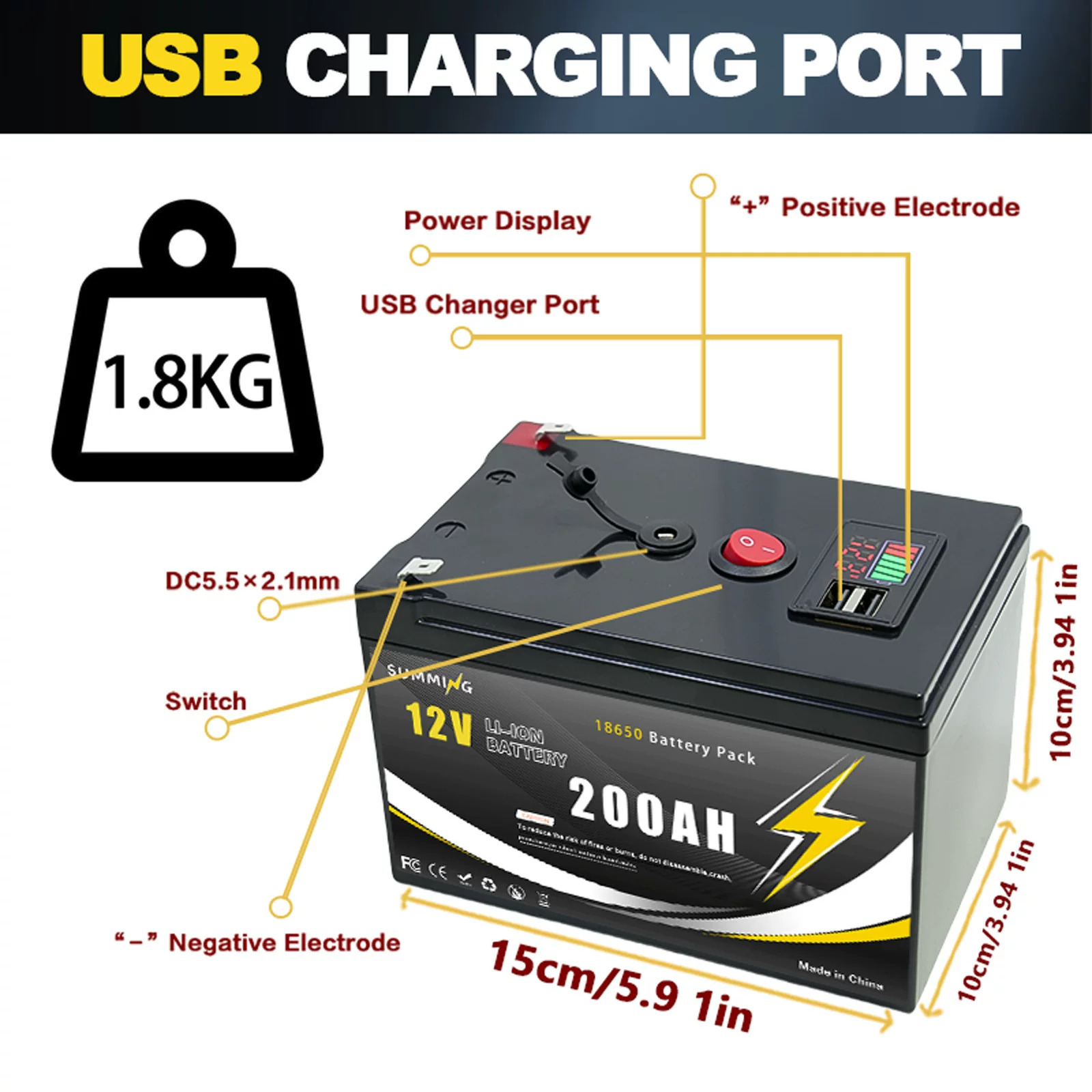 Factory Source 12V 200AH LiFePO4 Battery Pack with New Plastic Case & LCD Display by Sanlita China factory manufacture wholesale supplier