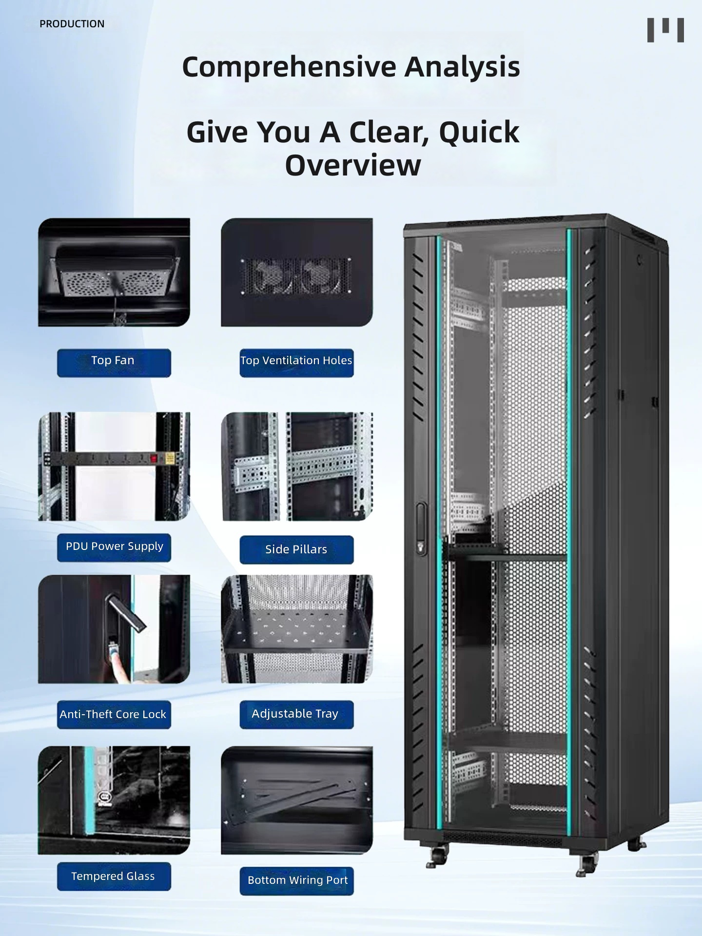 Network Server Cabinet 1M 2M 42U 32U 18U 22U Floor Standing Rack for Weak Current Monitoring Amplifier Switch by Sanlita China factory manufacture wholesale supplier